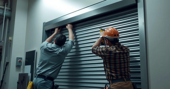 Montagem de porta de enrolar automática com equipe especializada